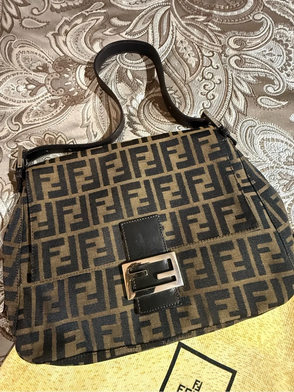 Fendi Brown and Black FF Canvas Shoulder Bag w/ Dust bag!